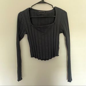 Urban Outfitters Black Long Sleeve Ribbed Crop Top